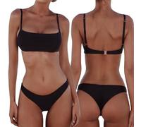 XFSRG Ensemble Femme Maillot de Bain Bikini Deux Pièces Bikini Triangle Femme Coupe Échancrée Taille Basse Maillot Plage