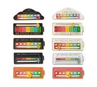 XFSRG Épingle My Social Battery Badge 10 Pièces Pins Indicateur de Social Battery Broches Humeur Broches Créatives Émotionnelles Amusantes pour Sacs Vestes et Chapeaux