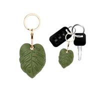 XFSRG Étui AirTag Feuille Verte en Cuir PU Accessoire AirTag Original et Fantaisie pour Sac ou Porte-clés Design Élégant et Pratique (feuille verte étroite)