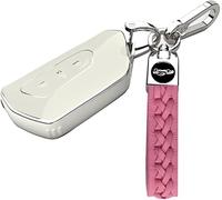 XFSRG Étui Protection Télécommande Voiture Premium Coque Rigide Brillante Porteclés Tressé Mousqueton Métal Automobile Accessoire