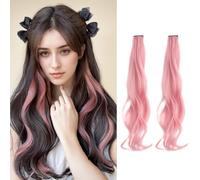 XFSRG Extension Cheveux Naturel Colorés Rainbow Highlights Hair Bouclés Pieces Postiches Synthétiques pour Enfants Femmes Filles Party Festival Cosplay