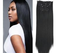 XFSRG Extensions de cheveux à clip, lisses, aspect naturel, pour épaissir les cheveux