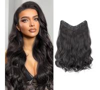 XFSRG Extensions de Cheveux à Clips Postiche Ondulé Postiches Capillaires Clips Extension à Clip Bouclés Rajout Cheveux Synthétique pour Volume Longueur Coiffure Femme (Noir Naturel)