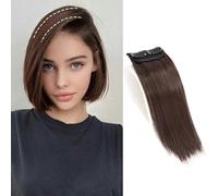 XFSRG Extensions de Cheveux Clip pour Femmes Cheveux Naturel Faux Longueur Moyenne Extension à Clip Hair Extension Synthétique Rajout Human Hair Extension（Marron）