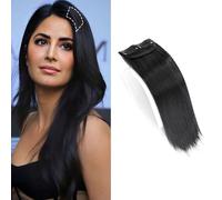 XFSRG Extensions de Cheveux Clip pour Femmes Cheveux Naturel Faux Longueur Moyenne Extension à Clip Hair Extension Synthétique Rajout Human Hair Extension（Noir）