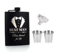 XFSRG Flasque A Alcool Élégante En Acier Inoxydable Noir Gravée Pour Mariage Ensemble De Flasques Personnalisables Avec Entonnoir Et Gobelets (BSTEMAN)