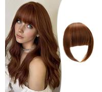 XFSRG Frange à Clips Fausse Frange Avec Tempes Naturel Bangs Hair Frange Extension Frange Cheveux Humains Frange Plat pour Femmes(Marron clair)