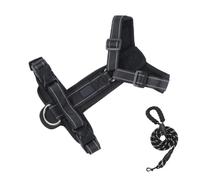 XFSRG Harnais Chien Anti Traction avec Laisse Harnais Réglable Réfléchissant Respirant avec Poignée de Contrôle Facile à Mettre pour Chiens Moyens et Grands (Noir XL)