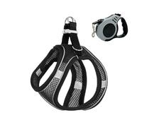 XFSRG Harnais de Traction pour Petit Chien avec Laisse Réflecteur et Câble de Remorquage Small Dog Harness Idéal pour Dressage et Jeu en Extérieur (Noir XXS)
