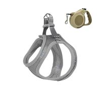XFSRG Harnais de Traction pour Petit Chien avec Laisse Réflecteur et Câble de Remorquage Small Dog Harness Idéal pour Dressage et Jeu en Extérieur (Gris XS)