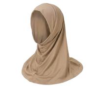 XFSRG Hijab à Enfiler Cagoule Intégré Hijab avec Bonnet Intégré Couvre Tête Uni Foulard Couvrant Cache Cou Respirant Extensible pour Femme Usage Quotidien Sortie Prière Voyage (Beige Marron)