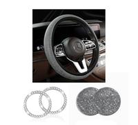 XFSRG Housse de volant de voiture universelle design élégant avec cristaux brillants, accessoires intérieurs de voiture de luxe pour un look raffiné (blanc)