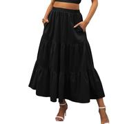 XFSRG Jupe Longue Femme Élégante en Coton Jupe Mi-Longue Chic et Confortable pour l'Été Mode Casual pour Toutes Occasions(L)