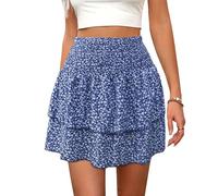XFSRG Jupes Femme Fleurie pour Femme Jupe de Plage Bande Elastique à Taille Haute Jupe Femme Et Elegant Confortable Et Respirant D'éTé ExtéRieur DéContractéE