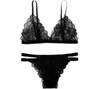 XFSRG Lingerie Sexy Femme Coquine Hot Ensemble Dentelle Bretelles Croisées Tenue Érotique Bodystocking Combinaison Nuisette sous Vetements (Noir L)