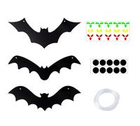 XFSRG Lot de 12 Chauves Souris Suspendues pour Halloween Décorations Effrayantes Noires avec Yeux Lumineux Déco de Fête pour Intérieur et Extérieur