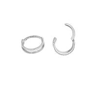 XFSRG Lot de 2 Boucles d’Oreilles Créoles Doubles pour Femme avec Zircon Boucles à Double Couches Bijoux Tendance Accessoires Polyvalents pour Quotidien et Soirée (Argent)