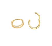 XFSRG Lot de 2 Boucles d’Oreilles Créoles Doubles pour Femme avec Zircon Boucles à Double Couches Bijoux Tendance Accessoires Polyvalents pour Quotidien et Soirée (Or)