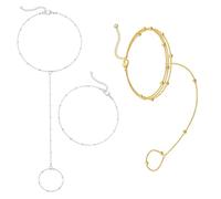 XFSRG Lot de 2 Bracelet à Chaîne en Couches Femme Bijoux Vintage Style Superposé Bracelets Réglable avec Anneau pour Femmes et Filles