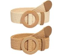 XFSRG Lot de 2 Ceinture Élastique Tressée pour Femme à Boucle Ronde Style Bohème Plage Tressée Élastique Étirable Réglable Ceinture Extensible Unisexe