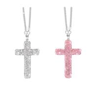 XFSRG Lot de 2 Décoration à suspendre pour voiture pendentif en forme de croix en strass cristal Accessoire Religieux Étincelant Rétroviseur Cadeau Spirituel et Chic pour Hommes et Femme