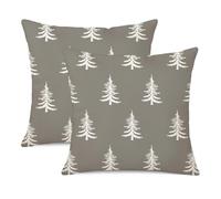 XFSRG Lot de 2 Housses de Coussin de Noël en Lin - Housses de Coussin 40x40 cm Décoratives pour Canapé avec Motif Sapin de Noël Taies d’Oreiller de Christmas (Gris)