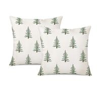 XFSRG Lot de 2 Housses de Coussin de Noël en Lin - Housses de Coussin 40x40 cm Décoratives pour Canapé avec Motif Sapin de Noël Taies d’Oreiller de Christmas (Blanc)