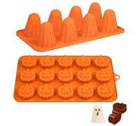 XFSRG Lot de 2 Moules en Silicone pour Halloween avec Formes de Fantôme et de Citrouille Moule en Silicone pour Chocolats Bonbons Glaçons Pâtisserie Maison et Décoration de Fête