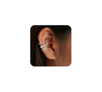 XFSRG Lot de 3 Boucle d’Oreille Vintage à Clip Ear Cuffs Sans Perçage avec Chaînette Détails en Zirconium et Effet Perlé Bijoux Élégants pour Femme au Quotidien et en Soirée (Argent)