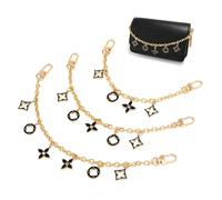 XFSRG Lot de 3 Chaînes de sac Décoratives Dorées Breloques de Sac Dorées Chaîne à Bandoulière avec Trèfle à Quatre Feuilles Pendentif Accessoire de Décoration (Noir)