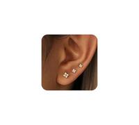 XFSRG Lot de 3 Petites Boucles d'oreilles pour Dames Set Hypoallergénique Or 14 Carats Délicates CZ pour Créer un Style ear Stacking élégant sur Lobe Hélix et Piercings Multiples