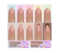 XFSRG Lot de 300 faux ongles press on nails, manucure française, taille moyenne, amande, nude, cercueil, à coller, en gel doux, pour le bricolage, extensions d'ongles