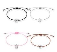 XFSRG Lot de 4 Bracelet Ange Gardien Bracelet d'amitié Taille Réglable pour Enfants Comme Cadeau de Communion Cadeau de Baptême(Argent)