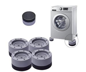 XFSRG Lot de 4 Patins Universels Antivibrations pour Machine à Laver, Sèche Linge et Réfrigérateur Supports Antidérapants, Matériau Antirouille, Protection du Sol et Réduction du Bruit (Gris)