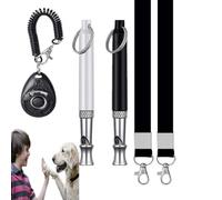 XFSRG Lot de 5 Sifflet Chien 2 Pcs Sifflet pour Compagnie en Acier Inoxydable à Fréquence Réglable avec Lanière Rappel-Haute Professionnel 1 Rappel Clicker Chien