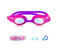 XFSRG Lunettes De Natation Confortables Pour Enfants Avec Arête Nasale Et Bouchons Doreille Comme Masque De Plongée Étanche Avec Protection UV Et Revêtement Anti Buée (Rose et Violet)
