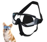 XFSRG Lunettes de Protection pour Chien UV400,Lunettes de Soleil pour Animaux réglables,Anti-Vent et Anti-poussière,idéales pour randonnée, vélo, Ski, Plage(Argent, L)