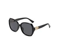 XFSRG Lunettes de Soleil Femme Carrées Élégantes avec Monture Noire et Détails Dorés Protection UV400 pour Toutes Occasions