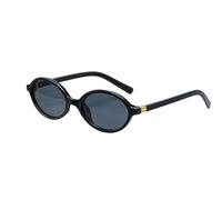 XFSRG Lunettes de Soleil Ovale Femme Protection UV400 Rétro avec Étui à Fermeture Éclair et Chiffon en Microfibre pour Conduite et Voyages (Noir)
