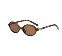 XFSRG Lunettes de Soleil Ovale Femme Protection UV400 Rétro avec Étui à Fermeture Éclair et Chiffon en Microfibre pour Conduite et Voyages (Marron)