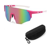 XFSRG Lunettes de Soleil Rapides Homme et Femme Lunette de Cyclisme Velo Route Protection UV400 pour Cyclisme Course Baseball Golf Ski Alpinisme（Rose）
