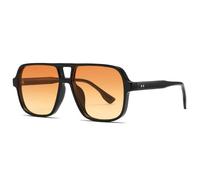 XFSRG Lunettes de Soleil Rétro Pilotes pour Homme et Femme Lunettes de Soleil Classiques Rectangle à Double Pont Style Années 70 Vintage Protection UV400（Jaune）