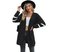 XFSRG Manches Longues Gilet Femme Ouverte Devant Veste Léger Casual Mid Longue Cardigan Elegant Décontracté Automne Hiver(Noir/XL)