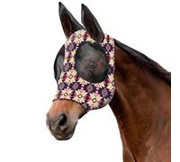 XFSRG Masque Anti Mouche Cheval en Polyester Respirant Protection Anti Mouche Cheval avec Oreilles en Maille Bonnet pour Équitation (Violet-2, M)