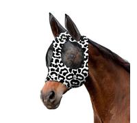 XFSRG Masque Anti Mouche Cheval Respirante Léopard Protection UV Confortable Masques avec Cache Oreilles pour Chevaux Extérieur(Noir/L)