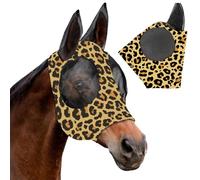 XFSRG Masque Anti Mouches Cheval Léopard Bleu Marron Masque Cheval Respirant et Confortable Protection Contre Les Insectes et Le Soleil Idéal pour Équitation et Pâturage（Marron）