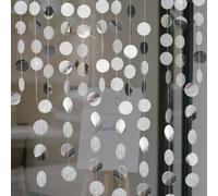 XFSRG Miroir Glitter Papier Dot Guirlande 2pcs Suspendu Rond Streamer Glitter Papier Dot Guirlande pour Mariage Anniversaire Fête de Naissance Bébé (Argent)