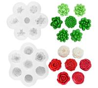 XFSRG Moule Silicone Fleur, 2 pcs moules en silicone en forme de Rose 3D,pour savon Chocolat Aromathérapie DIY Décoration