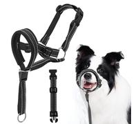 XFSRG Muselière pour Chien Muselière Souple Réglable pour Chiens Respirant Muselière en Nylon pour Chiens avec Corde de Traction Anti-Mastication Aboiement (M)