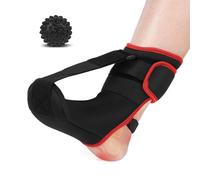 XFSRG Orthèse Pied avec Balle de Massage Attelle de Nuit pour Fasciite Plantaire Soutien Voute Plantaire et Talon Semelle Amortissante Réglable Idéal pour Sportifs(Noir Rouge, S)